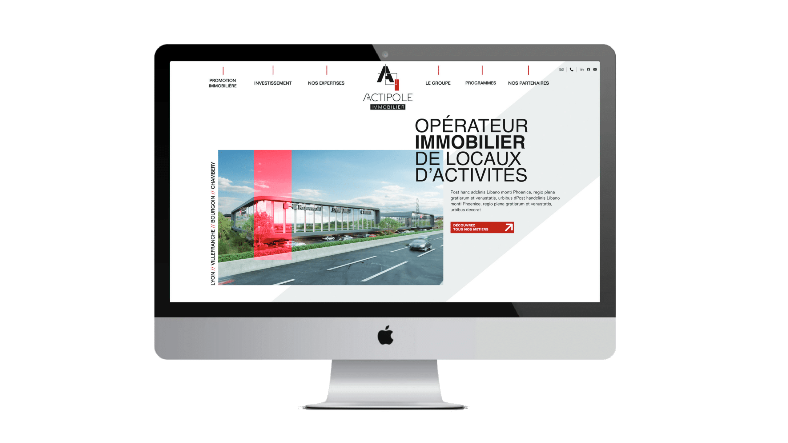 rougevert communication - Site internet pour le client Actipole Immobilier