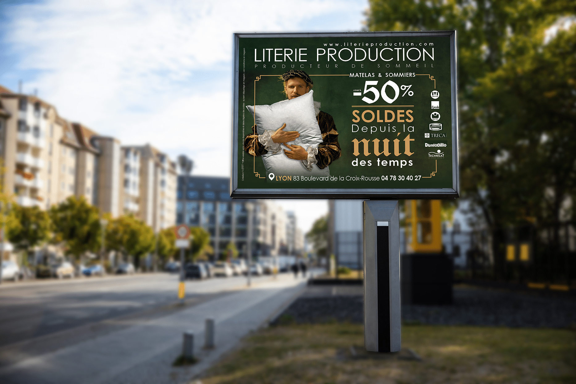 rougevert communication - campagne d'affichage pour le client Literie Production